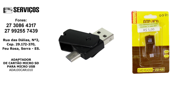 ADAPTADOR DE CARTÃO MICRO SD PARA MICRO USB