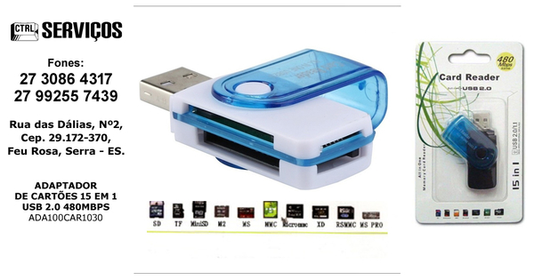 ADAPTADOR DE CARTÕES 15 EM 1