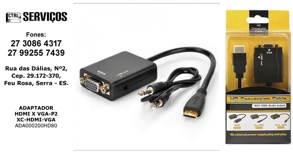 ADAPTADOR HDMI X VGA + P2 EXBOM