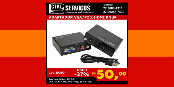 ADAPTADOR VGA-P2 X HDMI KNUP COD:39390