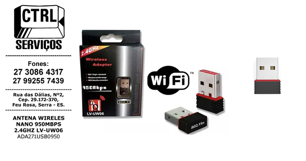 ANTENA WIFI 950MBPS 2.4GHZ LV-UW06