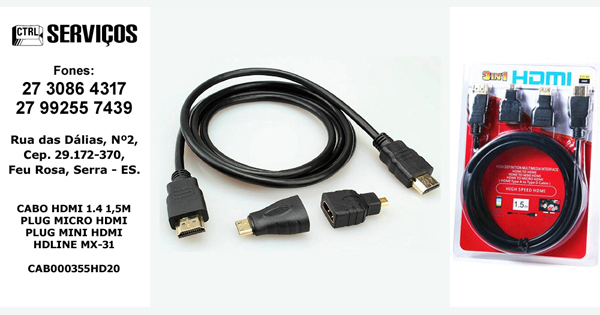 CABO HDMI 1,5M COM ADAPTADORES