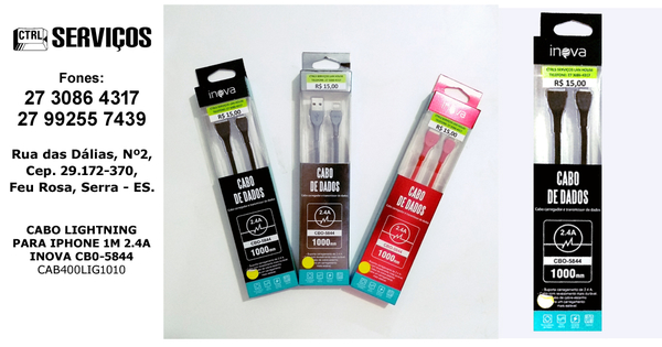 CABO LIGHTNING PARA IPHONE 1M 2.4A INOVA CB0-5844