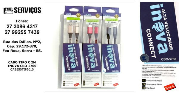 CABO TIPO C 2M INOVA CBO-5760