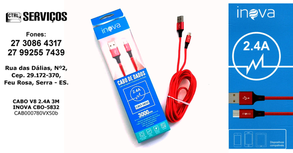 CABO V8 2.4A 3M INOVA CBO-5832