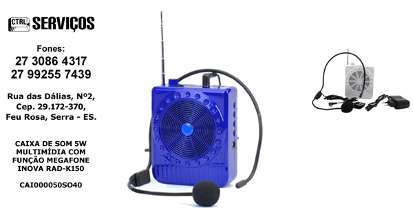 CAIXA DE SOM COM BLUETOOTH E FUNÇÃO MEGAFONE