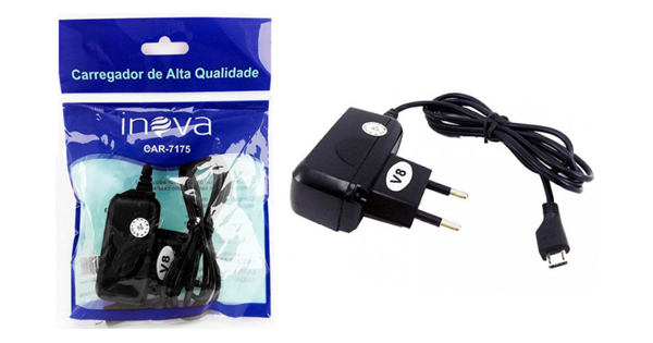 CARREGADOR DE CELULAR 1,0A COM CABO V8 INOVA CAR-7175 COD:684860