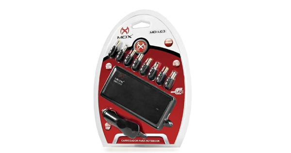 CARREGADOR UNIVERSAL PARA NOTEBOOK MOX MO-LC3 COM 8 PINOS + PLUG VEICULAR