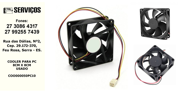 COOLER PARA PC 8CM X 8CM USADO
