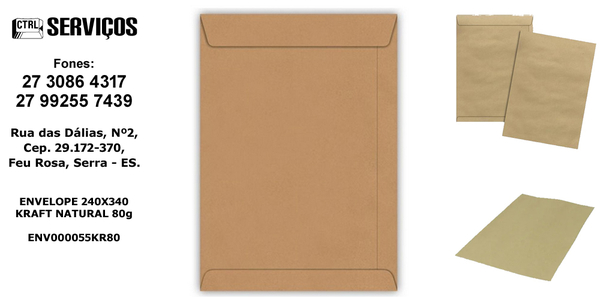 ENVELOPE 240X340 KRAFT NATURAL 80g