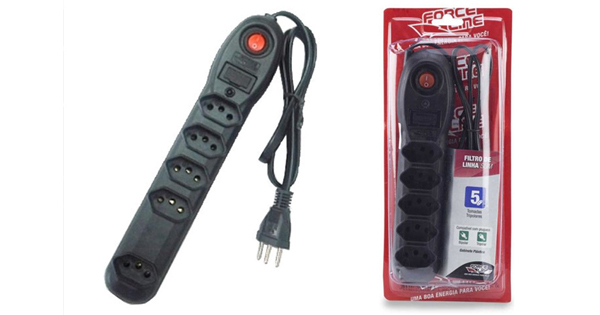 FILTRO DE LINHA 5 TOMADAS BIVOLT SLIM FORCE LINE COD-1799930