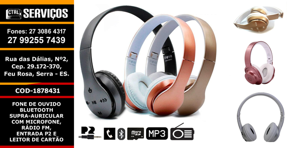 FONE DE OUVIDO BLUETOOTH SUPRA-AURICULAR COM MICROFONE, FM, P2 E TF INOVA FON-2201 COD-1878431 20061