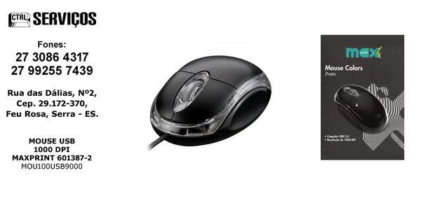 MOUSE USB 1000 DPI MAXPRINT 601387-2 COD:4248260