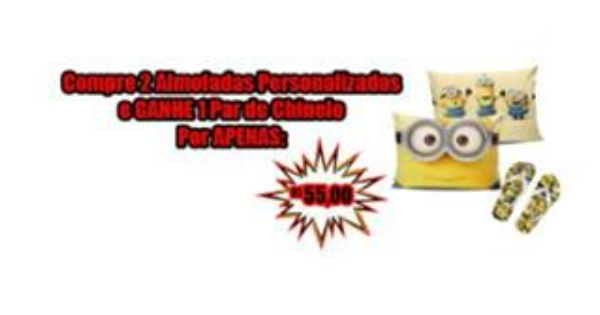 2 Almofadas Personalizadas e 1 Par de Chinelo