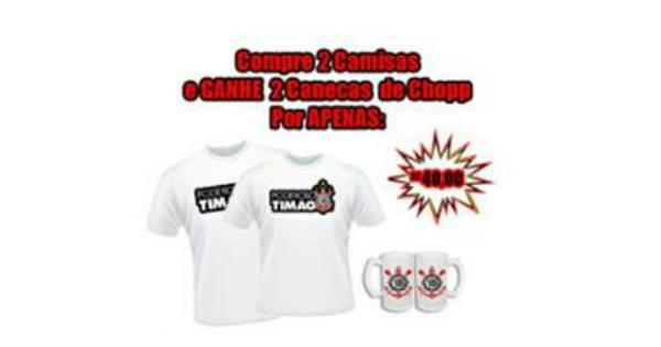 2 Camisetas Brancas e 2 Canecas de Chopp