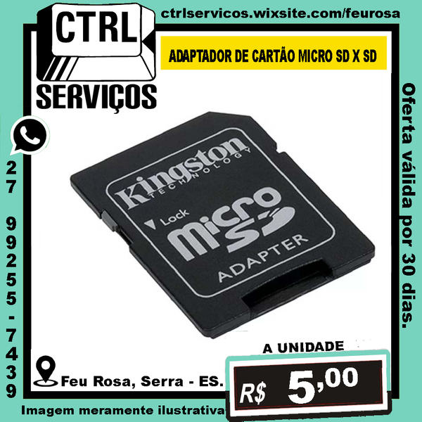 ADAPTADOR DE CARTÃO MICRO SD X CARTÃO SD