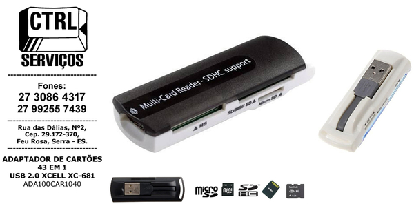 ADAPTADOR DE CARTÕES 43 EM 1 USB 2.0 XCELL XC-681
