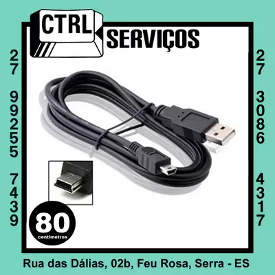 Cabo USB-A x Mini USB 1Mx1M -V3- 80cm