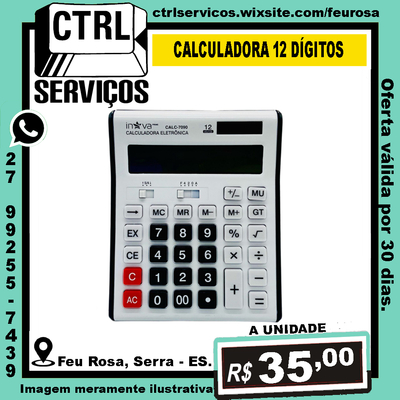 CALCULADORA ELETRÔNICA 12 DÍGITOS INOVA CALC-7090