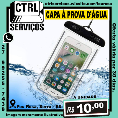 CAPA À PROVA DÁGUA PARA CELULAR ATÉ 6,5
