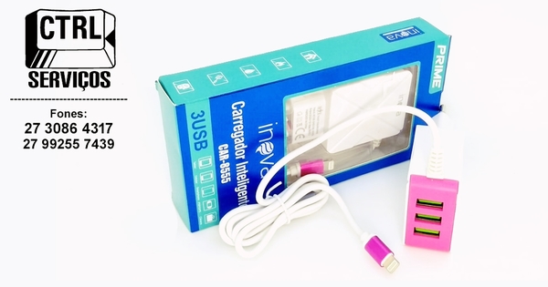 CARREGADOR DE CELULAR 5.1A COM CABO LIGHTINING E 3USB INOVA