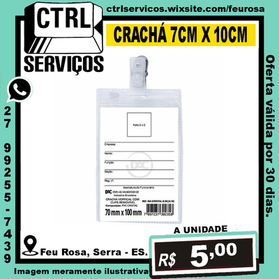 CRACHÁ VERTICAL COM PRESÍLIA REMOVÍVEL 70X100 REF454