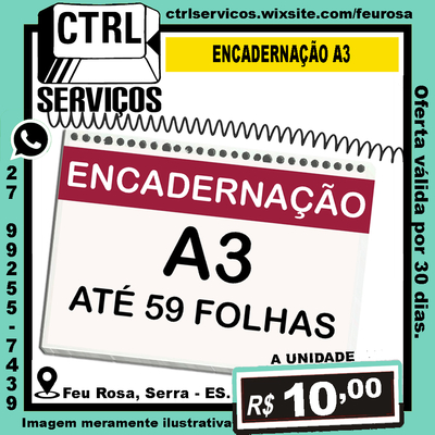 ENCADERNAÇÃO A3 ATÉ 59 FOLHAS