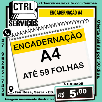 ENCADERNAÇÃO A4 ATÉ 59 FOLHAS