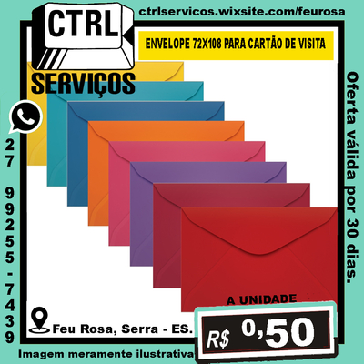 ENVELOPE 72X108 PARA CARTÃO DE VISITA