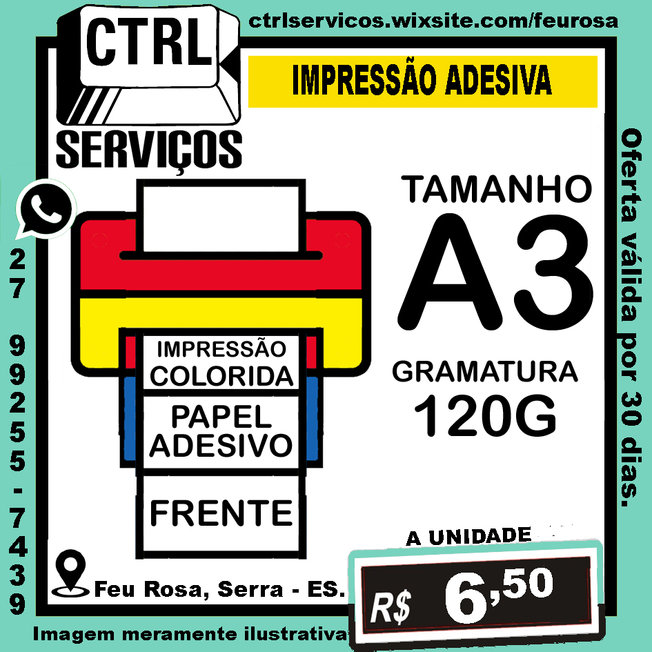 IMPRESSÃO ADESIVA GLOSSY A3 120G