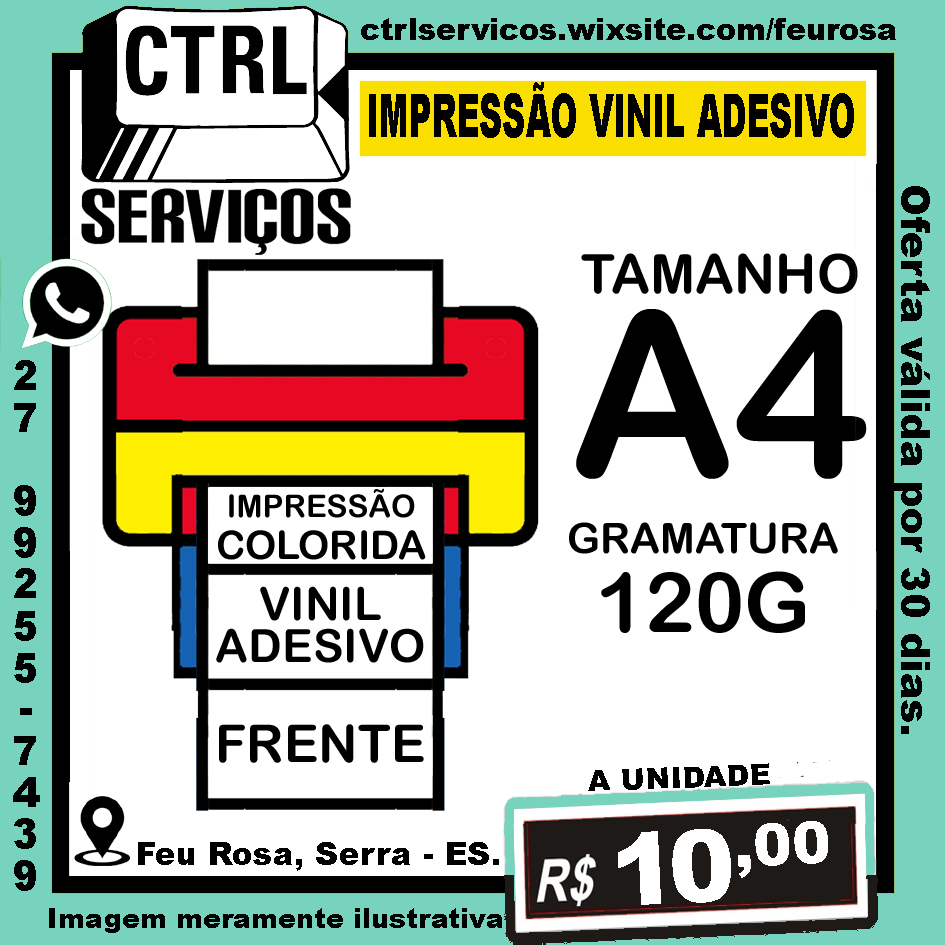 IMPRESSÃO ADESIVA VINIL A4 120G