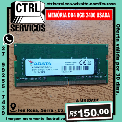 MEMÓRIA DD4 8GB 2400 ADATA (USADA)