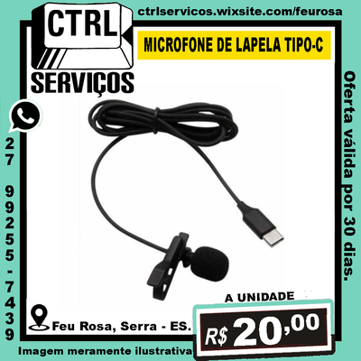 MICROFONE DE LAPELA TIPO-C