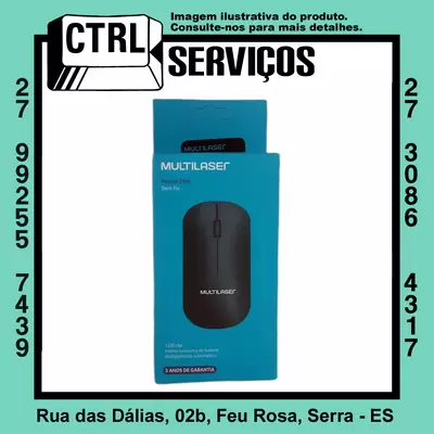 Mouse sem fio 1200 DPI 2B Multilaser MO307