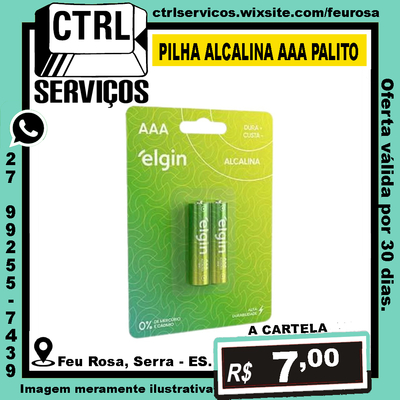 PILHA ALCALINA AAA (PALITO) 2UN ELGIN