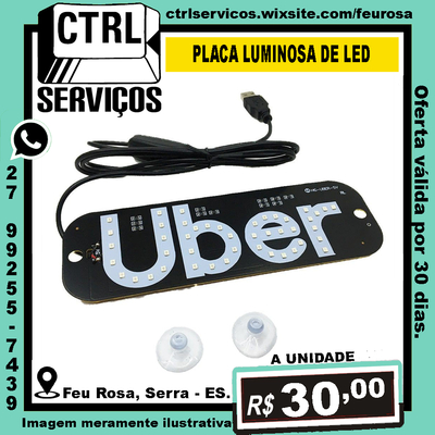 PLACA LUMINOSA DE LED UBER