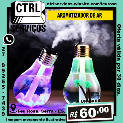 UMIDIFICADOR AROMATIZADOR DE AR MINI BULBO HUMID-8531