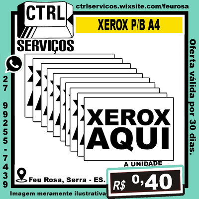 XEROX PRETA E BRANCA A4 (COMUM)
