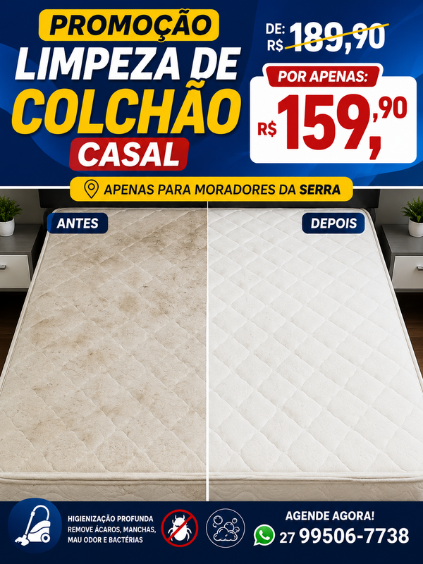 Limpeza de Colchão Casal