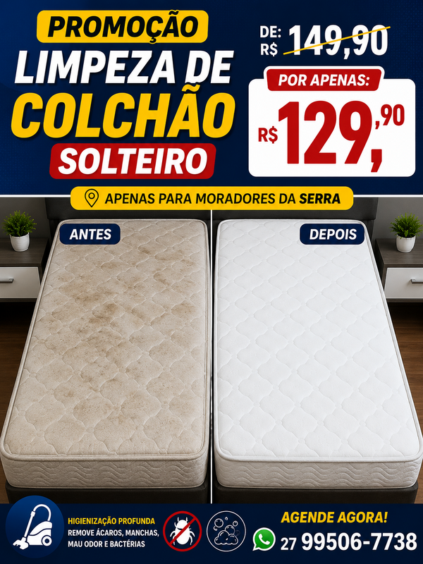Limpeza de Colchão Solteiro