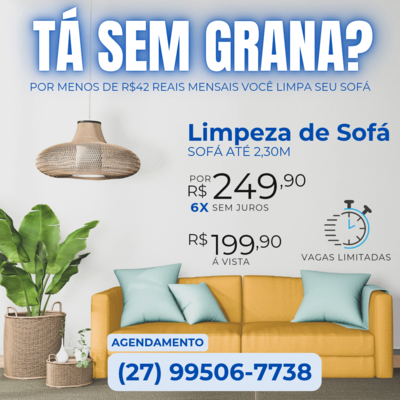 LIMPEZA DE SOFÁ EM 6X SEM JUROS