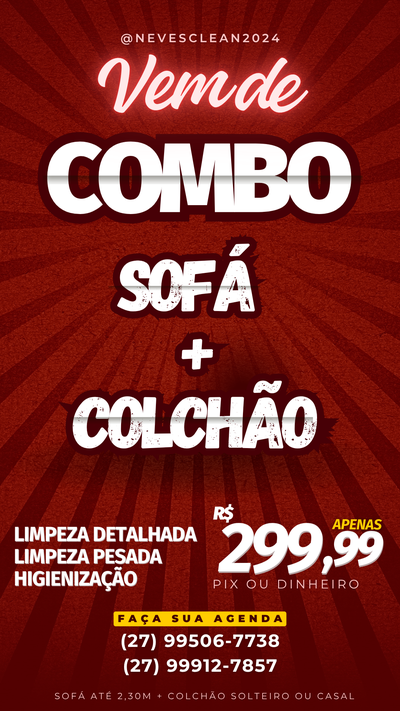 LIMPEZA DE SOFÁ + COLCHÃO