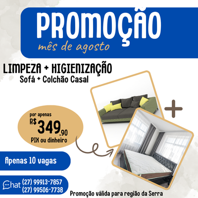 LIMPEZA SOFÁ + COLCHÃO CASAL
